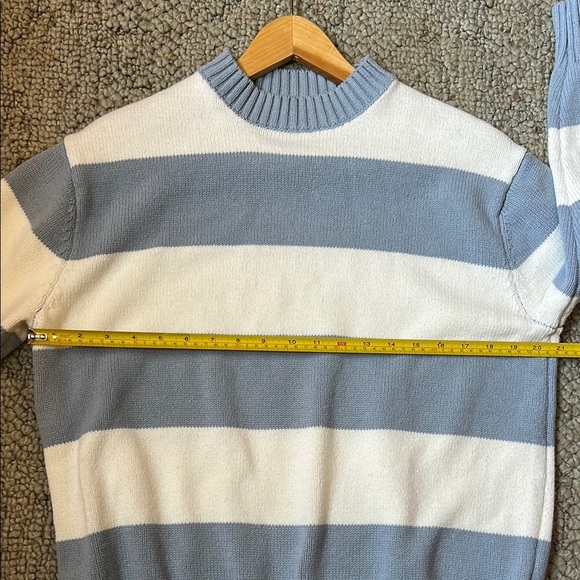 Striped Blue and Cream Women's Sweater - Picture 10 of 12